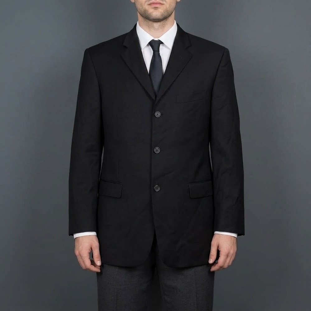 Burberry London Blazer Jacket Men 40R Black‎ 100% Wool Super 100s EUC